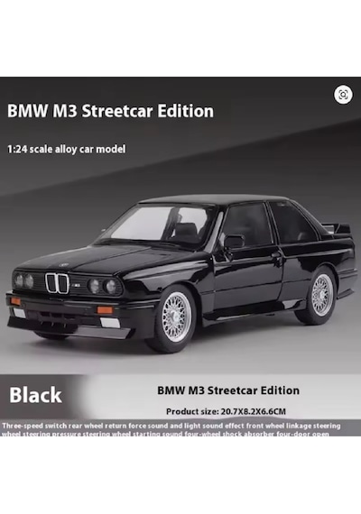 1988 Bmw M3 E30 1:24 Diecast Metal Model Araba Koleksiyon Siyah
