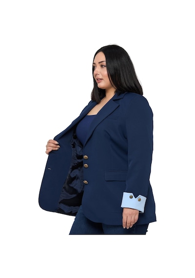 Disentis Büyük Beden Manşeti Kumaş Garnili Düğme Detaylı Astarlı Lacivert Mavi Blazer Ceket Lacivert Mavi Disentis Büyük Beden Manşeti Kumaş Garnili Düğme Detaylı Astarlı Lacivert Mavi Blazer Ceket Lacivert Mavi