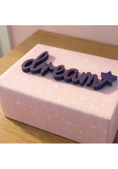 Dream Yazılı Yıldızlı Dekoratif Duvar & Raf Süsü Modern Masaüstü Dekor Mor