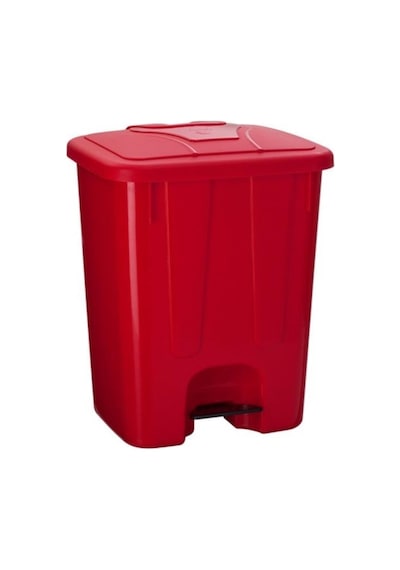 Omnipazar Sy-4255 40 Lt Köşeli Pedallı Plastik Çöp Kovası İç Kovasız Kırmızı