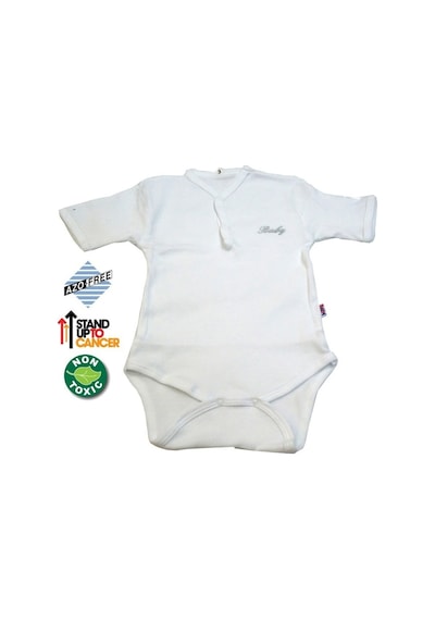 Bebeciti Sema Baby Yarım Kol Kaşkorse Badi (Body) - Beyaz 6-12 Ay Beyaz