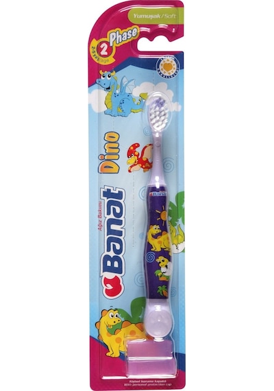 Banat Dino 2+ Yaş Kapaklı Çocuk Diş Fırçası Soft