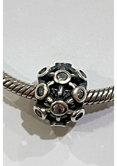 Yerli Üretim Yuvarlak Taşlı Charm Gümüş