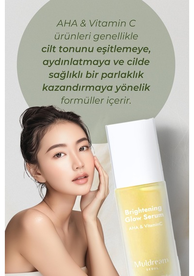 Aha Ve C Vitamini İçeren Aydınlatıcı Işıltı Etkili Kore Serum 40ml Peeling &  Bakım