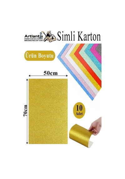Simli Karton 50x70 Cm 10 Renk 1 Paket 10 Lu Simli Karton Parıltılı Kağıt Anasınıfı Kreş Etkinlik Proje Dekoratif