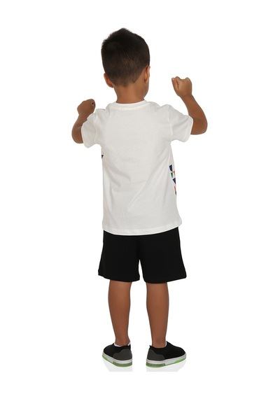 Toontoy Kids Toontoy Erkek Çocuk Renkli Baskılı Şortlu Takım Ekru