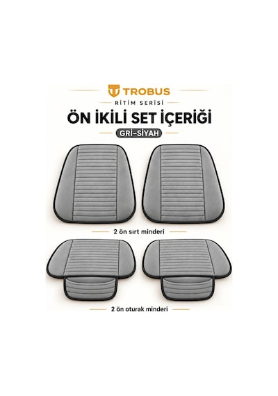 Trobus Ritim Audi A3 2016-2020 Baby Face 7'li Koltuk Minderi Gri Siyah