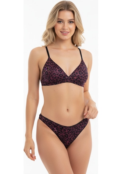 Bonbon Kadın Balensiz Desteksiz Scoop Bralet Sütyen Ve Slip Külot 2'li Takım Bb2287 Leopar