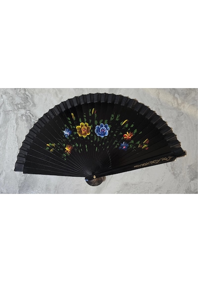 Just Cheap Store Bambu Çift Taraflı Siyah Yelpaze 12'li Paket