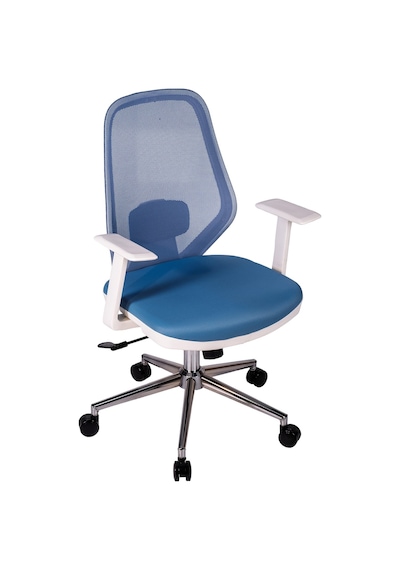 Ofisbazaar Dali Beyaz Fileli Çalışma Koltuğu Ergonomik Şef Ve Toplantı Koltuğu Açık Mavi Mavi