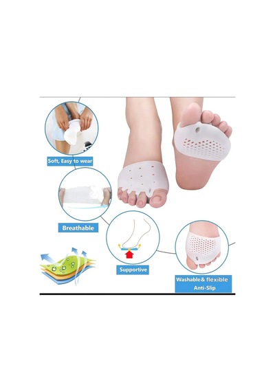 Henan 2 Adet Jel Parmak Ayrıcı Ve Ön Ayak Yastıkları - Nefes Alabilen Yumuşak Metatarsal