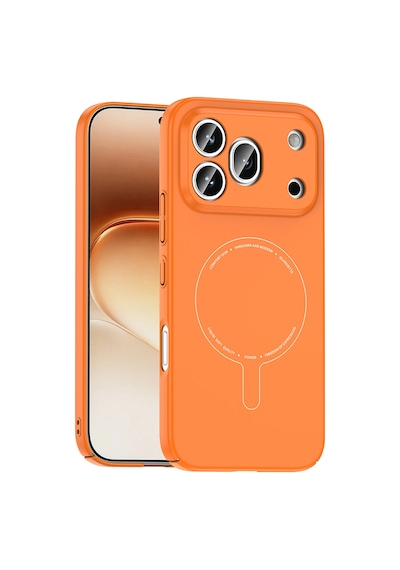 Maks Technology Honor 600 Pro 5g Kılıf M-safe Şarj Özellikli Kamera Korumalı Mkst Elio Sert Pc Kapak - Turuncu