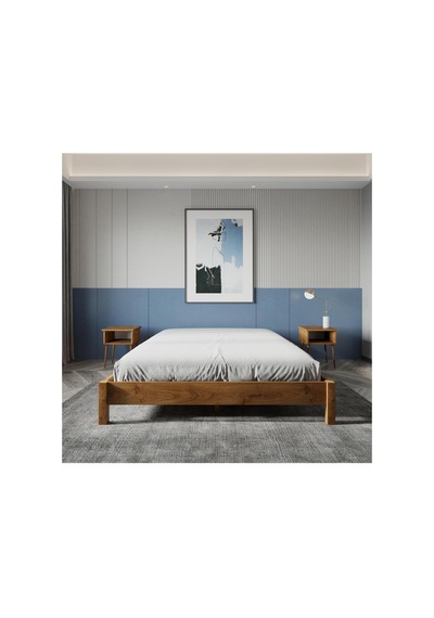 Renazzo Loft Masif Ahşap Karyola Ve 2 Adet Komodin Ceviz 160x200 Ceviz - 160 X 200