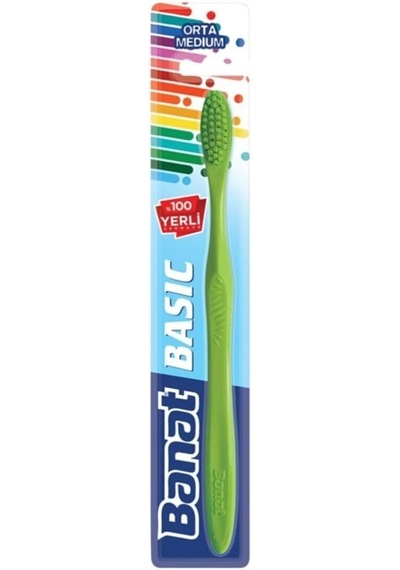 Basic Diş Fırçası Kırmızı Açık Ahşap