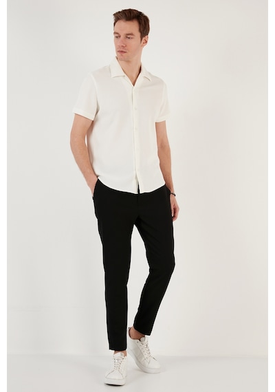 Buratti Pamuk Karışımlı Apaş Yaka Kısa Kollu Regular Fit Erkek Gömlek Cf24S115882 Ekru
