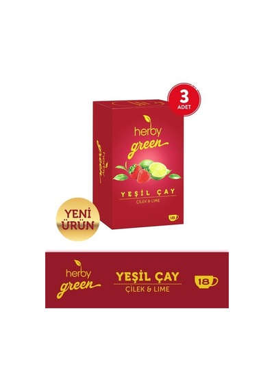 Herby Çilek ve Lime Yeşil Çay 3 x 18'li