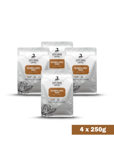 Addis Ababa Coffee - Dünya Kahvesi - Arabica - Kolombiya Supremo - 250 Gr. X 4 Adet French Press