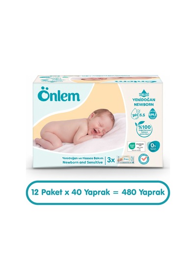 Önlem Yenidoğan Hassas Bakım Islak Havlu Mendil 40x12 480 Yaprak Islak Mendil