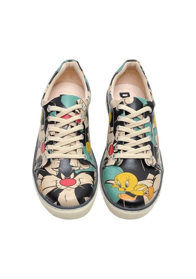 Kadın Vegan Deri Çok Renkli Sneakers - Warner Bros Catch Me If You Can Tweety Tasarım