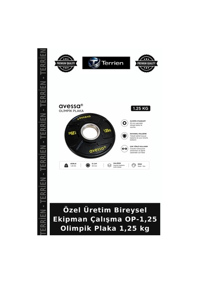Özel Üretim Bireysel Ekipman Çalışma Op-1,25 Olimpik Plaka 1,25 Kg