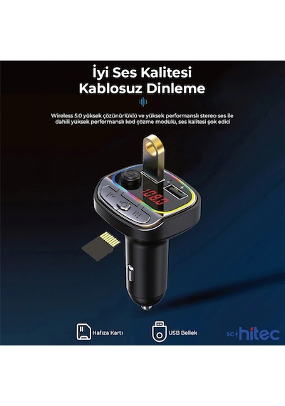 ScHitec C21 Fm Handsfree Bluetooth Modülatör Araç MP3 Player
