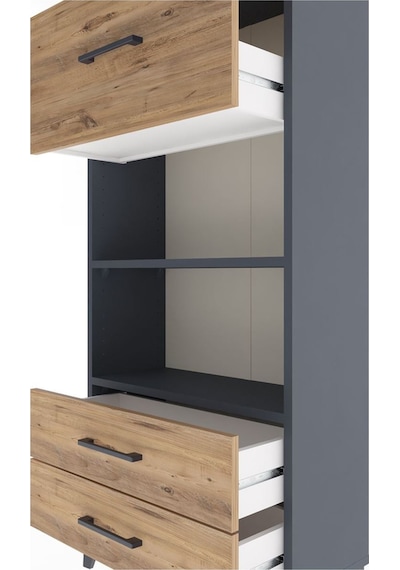 Arges Dolap 2 Raflı 3 Çekmeceli 60x30x134 Antrasit-çam Antrasit