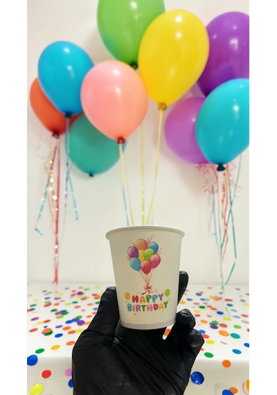 Balon Parti Doğumgünü Etkinlik Temalı Tek Kullanımlık 7 Oz 50 Adet Karton Bardak