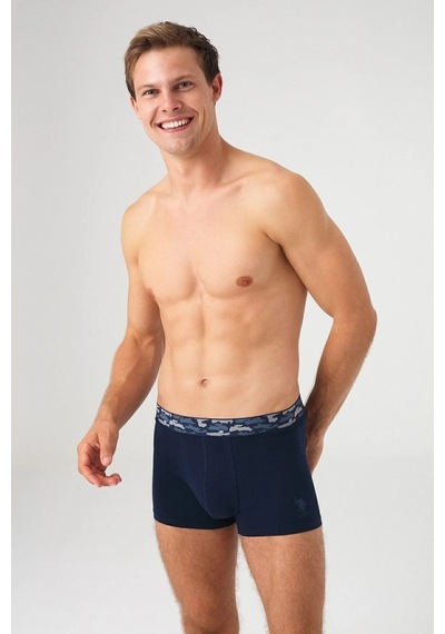 U.S. Polo Assn. Erkek Gri Melanj - Lacivert 2 Li Boxer 80357 Gri Melanj - Lacivert