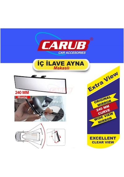 Carub Ayna Iç Ilave Makaslı 240Mm Bombe Cam Vakum