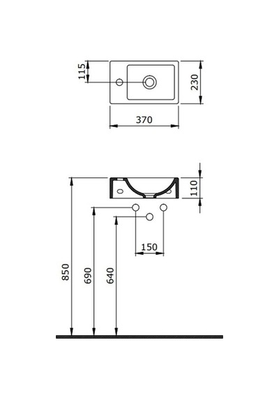 Bocchi Milano Dar Sağ Lavabo 37 CM Mat Antrasit 1419-020-0126