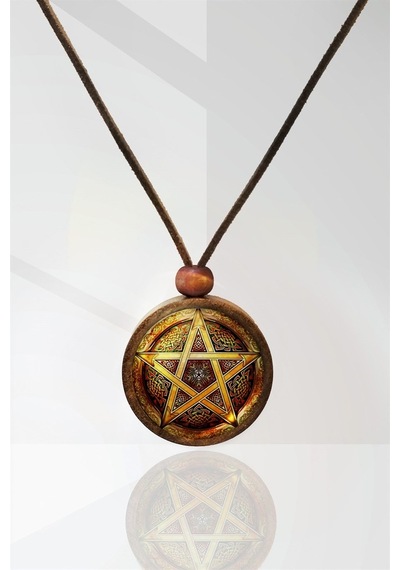 Pentagram Yıldız Ahşap Kolye N11.34590 Pembe