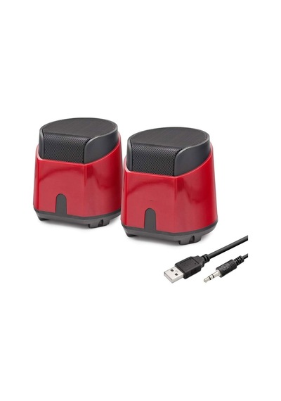 Masaüstü Hoparlör 1+1 Usb + 3.5mm - Kırmızı Hd6024r Hmngoxxtptprp