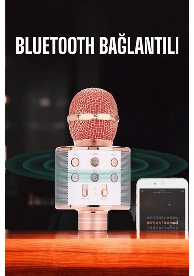 Kablosuz Bluetooth Karaoke Mikrofon Usb Ve Aux Girişli Yüksek Ses Kalitesi Mh-hs6862-2848