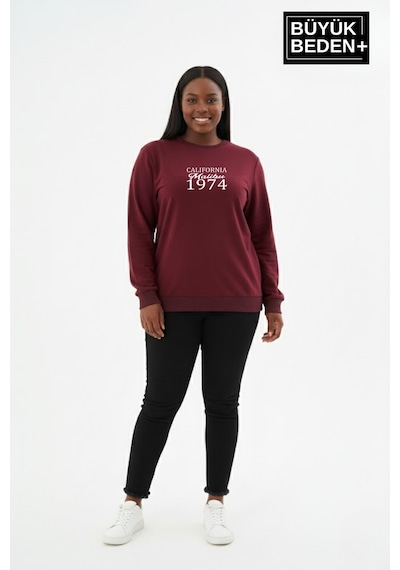 Süperlife Kadın Büyük Beden California 1974 Baskılı Bisilet Yaka İnce Sweatshirt Spr26bswk956-2 Bordo Süperlife Kadın Büyük Beden California 1974 Baskılı Bisilet Yaka İnce Sweatshirt Spr26bswk956-2 Bordo