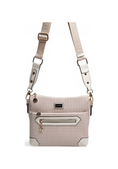 Silver & Polo Silver Polo Bordo - Kemik Kaz Ayağı Ekose Kadın Çapraz Çanta Sp1110