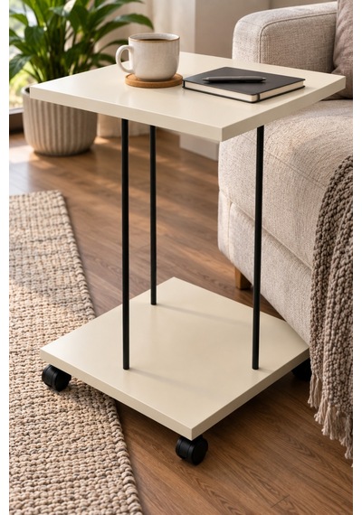 Sulorahome Tekerlekli Laptop Ve Servis Sehpası - Krem