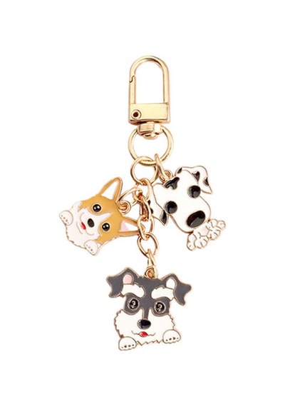 Sevimli Köpekler Metal Charm Anahtarlık Çok Renkli Çok Renkli
