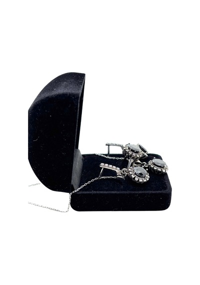 Oya Silver Siyah Oniks Taşlı Gümüş Set&takım 3