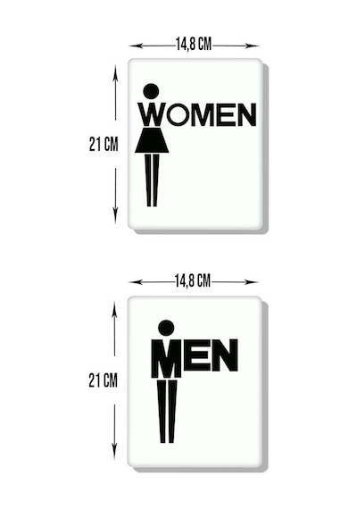 Decorıta Cam Wc Yönlendirme Levhası 2'Li Beyaz Women - Men