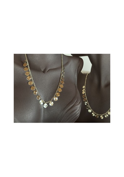Domira Pul Detaylı Zincir Vintage Retro Kolye Gold