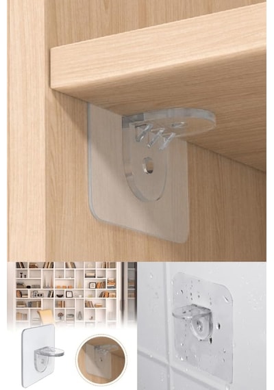 Mucit Home Yapışkanlı Raf Yapıcı 4'lü Klips Aahşap