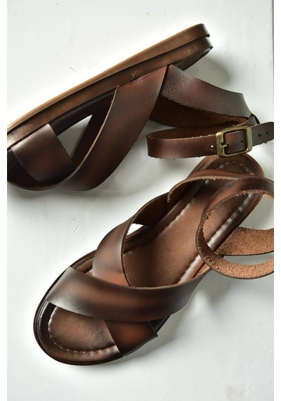 Fox Shoes U390904203 Kahverengi Hakiki Deri Kadın Sandalet Kahverengi-hakiki Deri