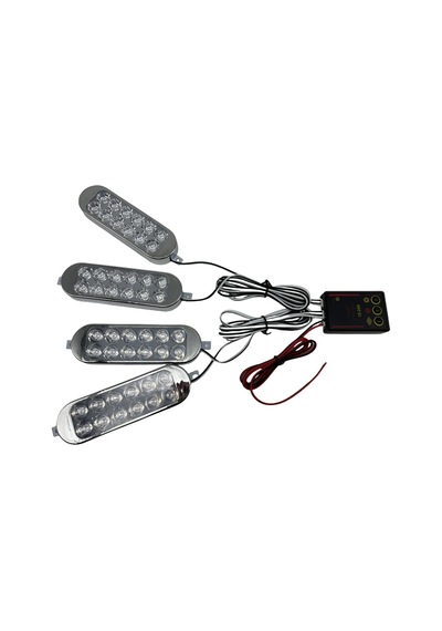 Kırmızı-mavi 12-50v Çakar Lamba 4'lü Set Kumandalı/ Lapa213