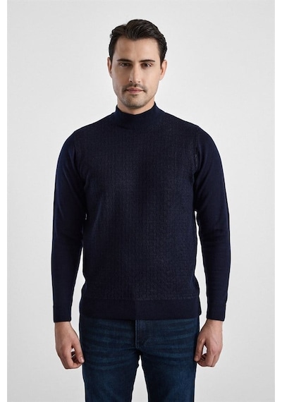 Süvari Lacivert Regular Yarım Balıkçı Yaka Kazak Tr2013700500-m09