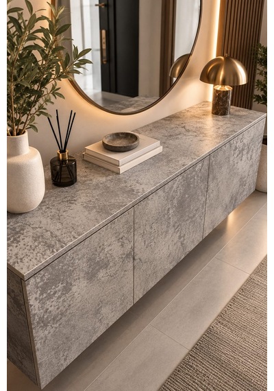 Deconitte Kendinden Yapışkanlı Bej Gri Beton Desenli Pvc Folyo Mobilya Dolap Masa Tezgah Kaplama 60x100cm