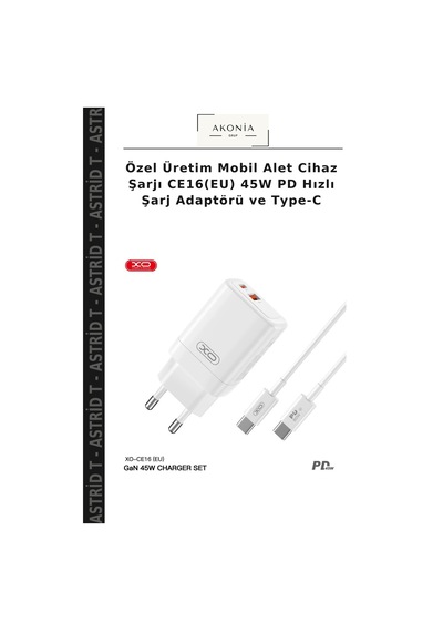 Özel Üretim Mobil Alet Cihaz Şarjı Ce16 Eu 45w Pd Hızlı Şarj Adaptörü Ve Type-c