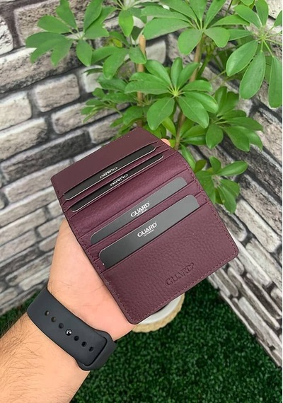 Guard Mürdüm Patlı Tasarım Hakiki Deri Kartlık Erkek / Kadın P5239 Mürdüm