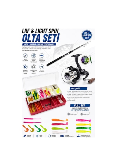 73 Parça Lrf Olta Seti & Light Spin Olta Seti, 270cm Karbon Kamış, Metal Makine