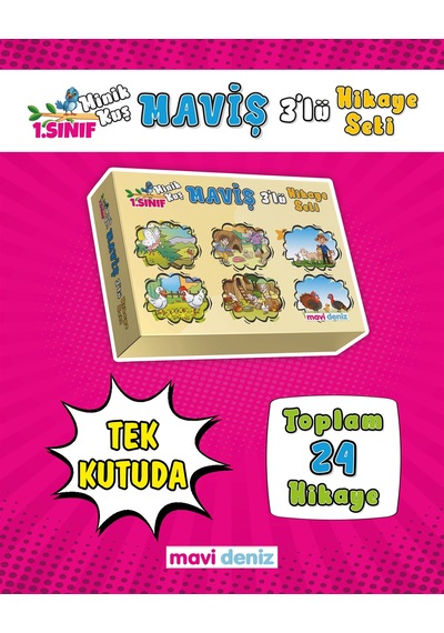 Mavi Deniz 2025 1. Sınıf Minik Kuş Maviş 3 Lü Hikaye Seti 24 Kitap Renkli