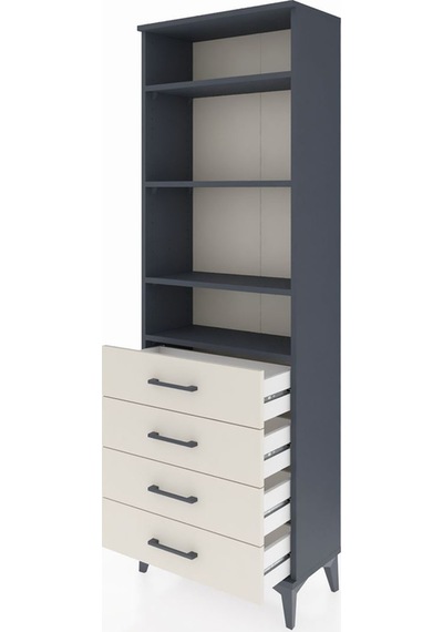 Arges Dolap 4 Raflı 4 Çekmeceli 60x30x182 Antrasit-aytaşı Antrasit